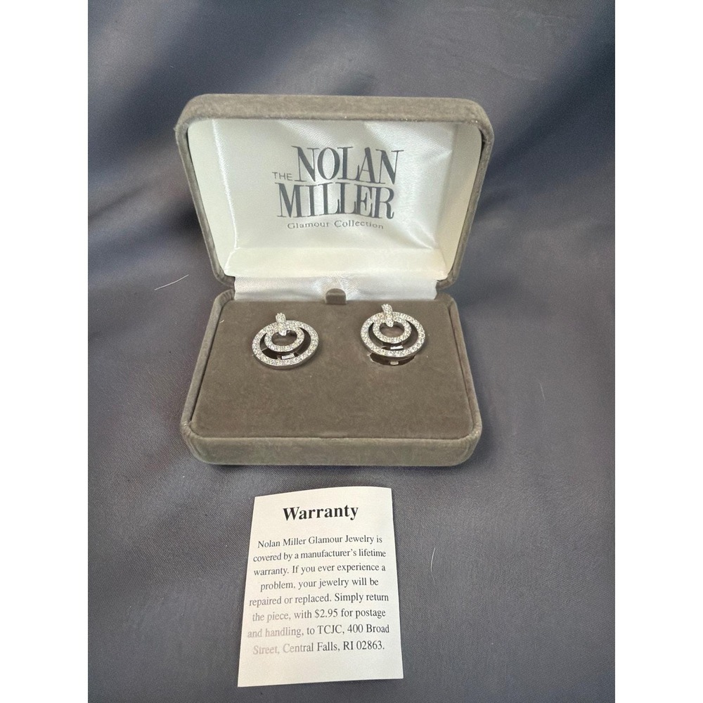 Nolan Miller Glamour Collection Rhinestone Double Circle Clip Earrings